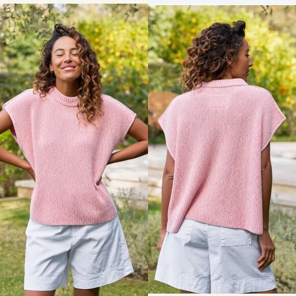 Frank & Eileen Montecito Sweater Vest Coral Reef Italian Cotton Size M NWOT - Picture 1 of 13